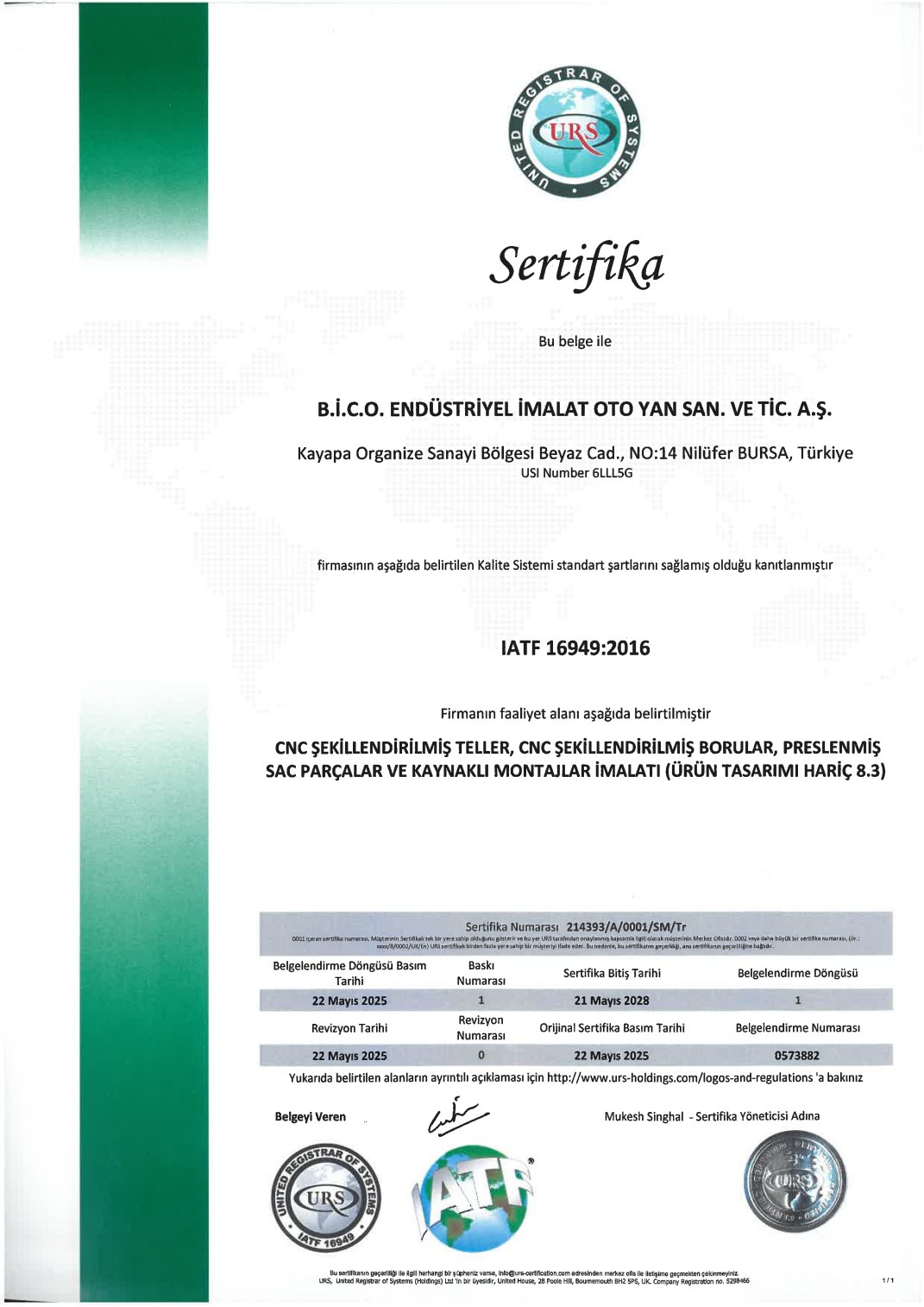 IATF 16949 sertifikası ilk sayfa önizlemesi